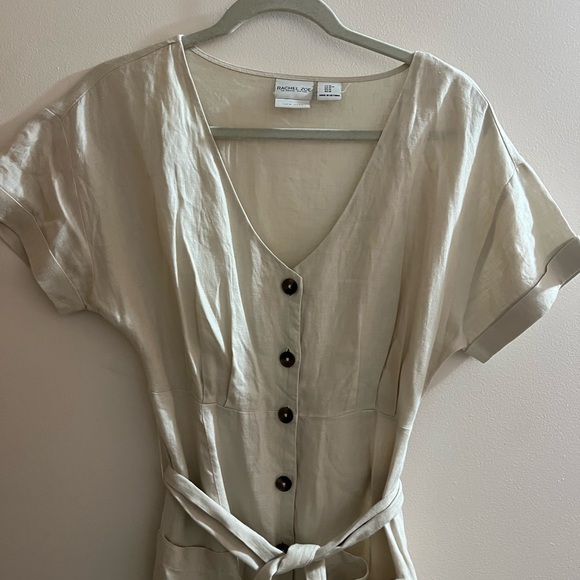 100% Linen Classic Cream Dress - Picture 2 of 5